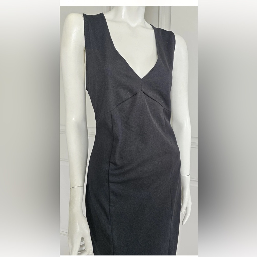 Zara Black Sleeveless Bodycon V-neck MEDIUM Msou 3/4 length